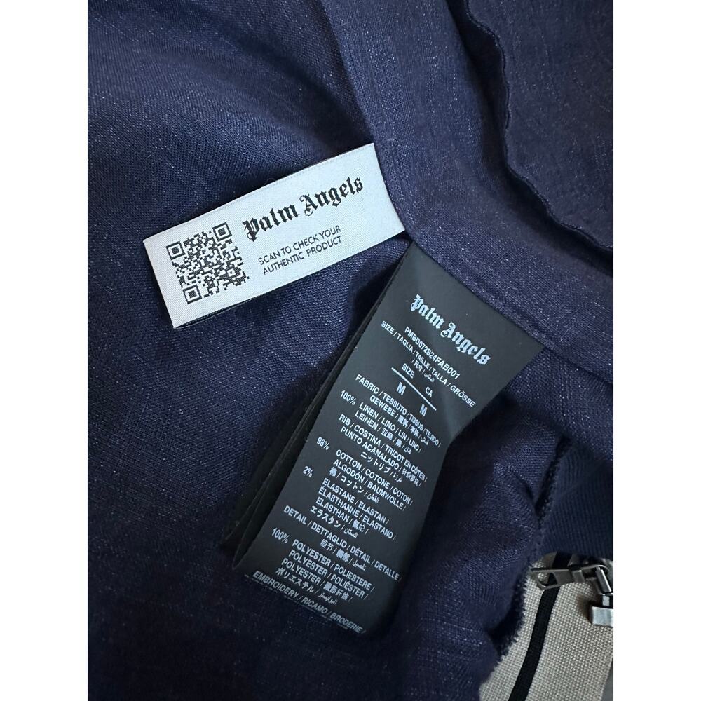 PALM ANGELS Classic Linen Logo Jacket In Navy Blue - Picture 10 of 10